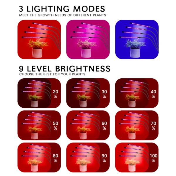 LED Grow Light with Adjustable Arms & Timer - Image 2