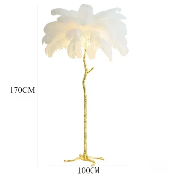 Designer Feather Floor Lamp with Ostrich Shade - Image 4