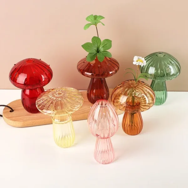 Mushroom Glass Vase Hydroponic Plant Decor
