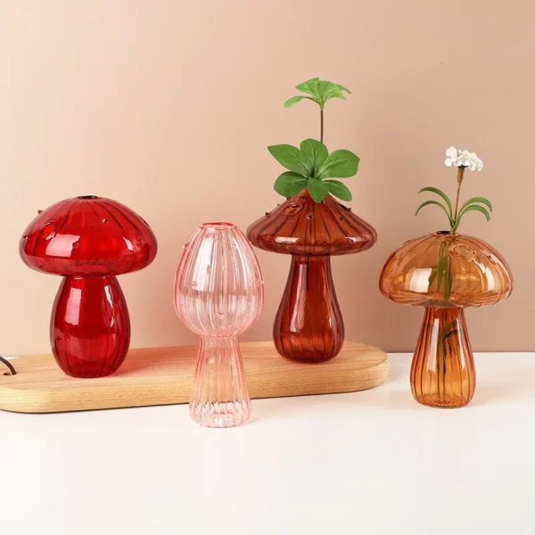 Mushroom Glass Vase Hydroponic Plant Decor - Image 3