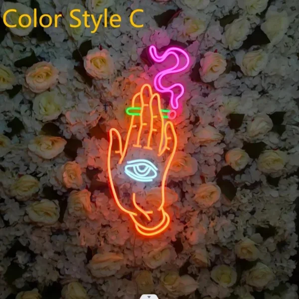 Hand + Smoking Eye LED Sign - Image 7