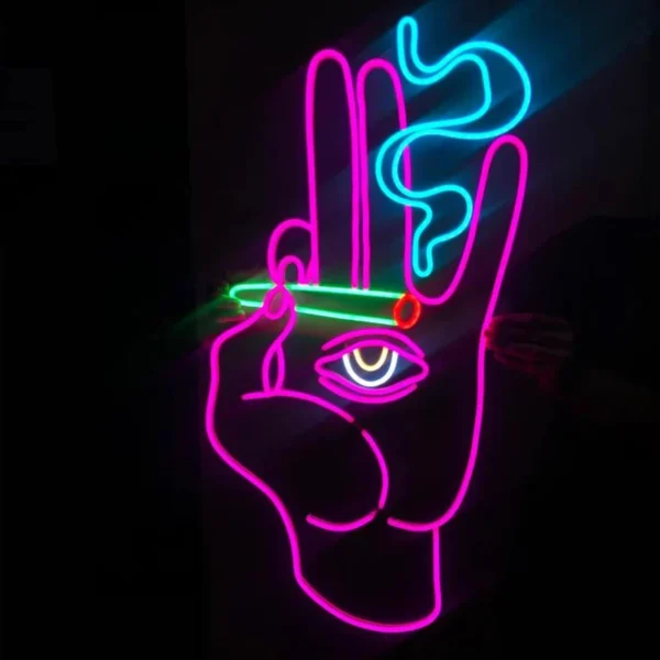 Hand + Smoking Eye LED Sign - Image 6