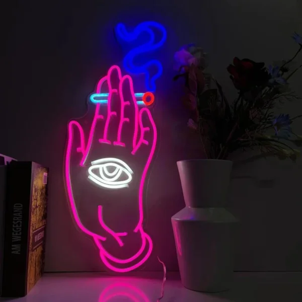 Hand + Smoking Eye LED Sign - Image 4