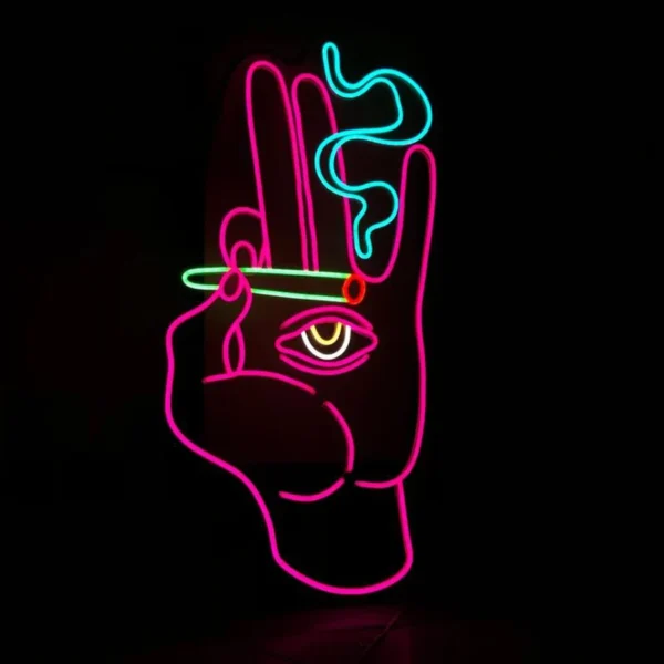 Hand + Smoking Eye LED Sign - Image 11