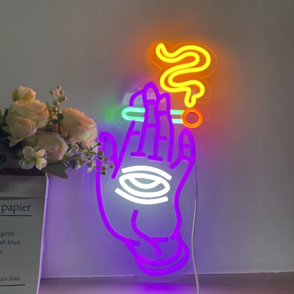 Hand + Smoking Eye LED Sign - Image 5