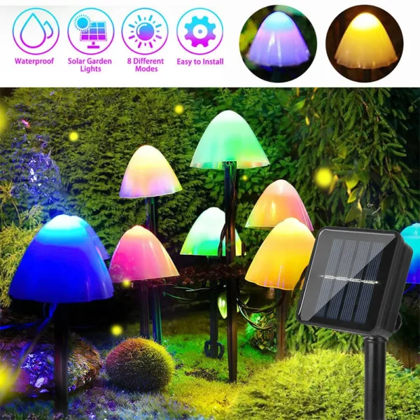 10 LED Solar Mushroom Garden Lights - Image 6