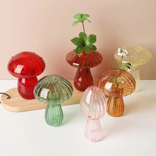 Mushroom Glass Vase Hydroponic Plant Decor - Image 2