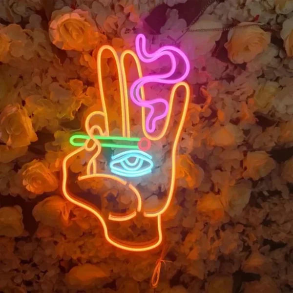 Hand + Smoking Eye LED Sign - Image 10