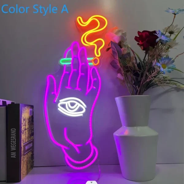 Hand + Smoking Eye LED Sign - Image 9