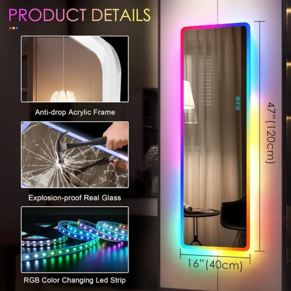 LED Full Length Mirror with 7 Color Modes - Image 6