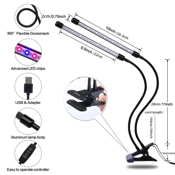 LED Grow Light with Adjustable Arms & Timer - Image 4