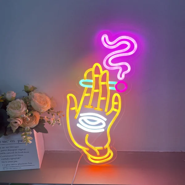 Hand + Smoking Eye LED Sign - Image 3
