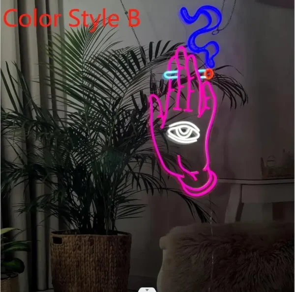 Hand + Smoking Eye LED Sign - Image 8