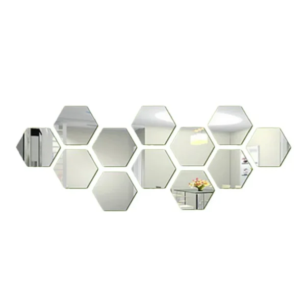 12PCs/Set DIY 3D Mirror Wall Sticker Hexagon Home Decor Mirror Decor Stickers Art Wall Bedroom Decoration Self-adhesive Stickers - Image 11