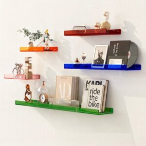 Color Acrylic Wall Mounted Storage Rack Modern Bathroom Living Room Shelves Free Punching Wall Shelf Home Decorative Shelves