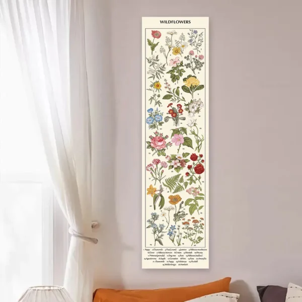 Floral & Plants Chart Vertical Tapestry Mushrooms Wall Hanging Reference llustrative Botanical Art Tapestry Flowers Home Decor - Image 3