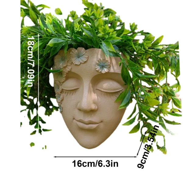 Creative Face Flower Pot Head Wall Planter Wall Mounted Planter Pot With Drainage Hole, Cute Plants Vase Garden Planter Pot - Image 7