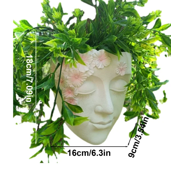 Creative Face Flower Pot Head Wall Planter Wall Mounted Planter Pot With Drainage Hole, Cute Plants Vase Garden Planter Pot - Image 10