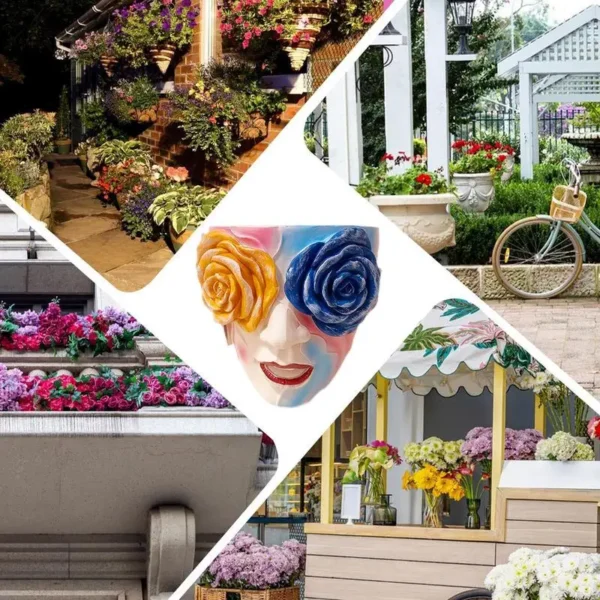 Face Planter Colorful Resin Abstract Face Planter Pots With Rose Eyes Quirky Succulent Planter For Indoor Outdoor Plants Flower - Image 5