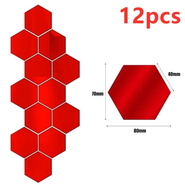 12/24Pcs 3D Hexagon Mirror Wall Stickers DIY Removable Self Adhesive Aesthetic Mosaic Tiles Decals Mirror Home Decoration - Image 15