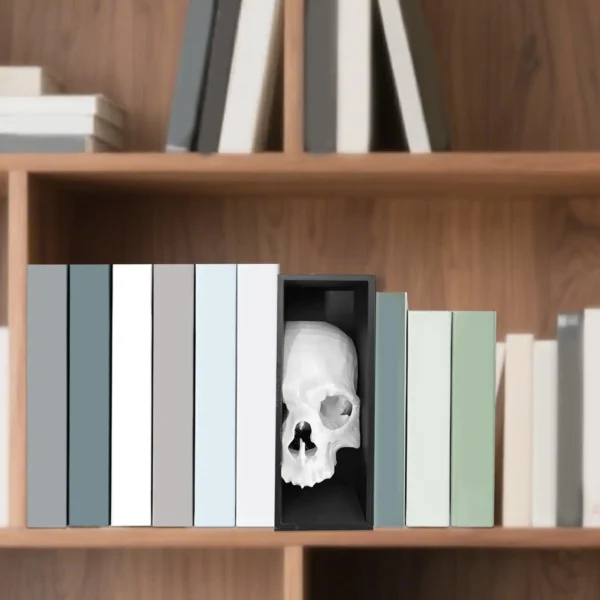 Skull Bookend For Shelves Study Book Support Stoppers Spooky Gothic Design Magazines Bookend Shelf Decor For Apartment Living - Image 2