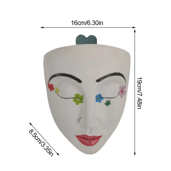 Creative Face Flower Pot Head Wall Planter Wall Mounted Planter Pot With Drainage Hole, Cute Plants Vase Garden Planter Pot - Image 12