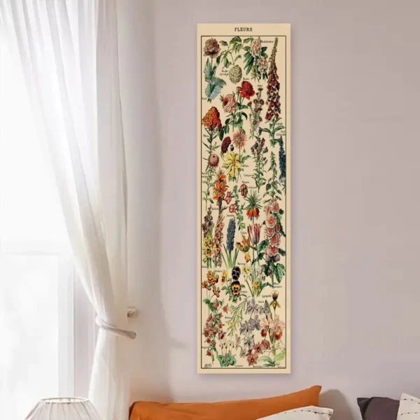 Floral & Plants Chart Vertical Tapestry Mushrooms Wall Hanging Reference llustrative Botanical Art Tapestry Flowers Home Decor - Image 6