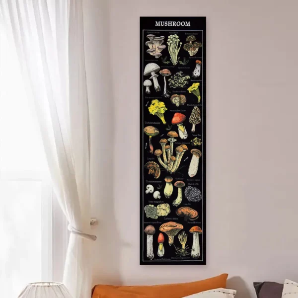 Floral & Plants Chart Vertical Tapestry Mushrooms Wall Hanging Reference llustrative Botanical Art Tapestry Flowers Home Decor - Image 4
