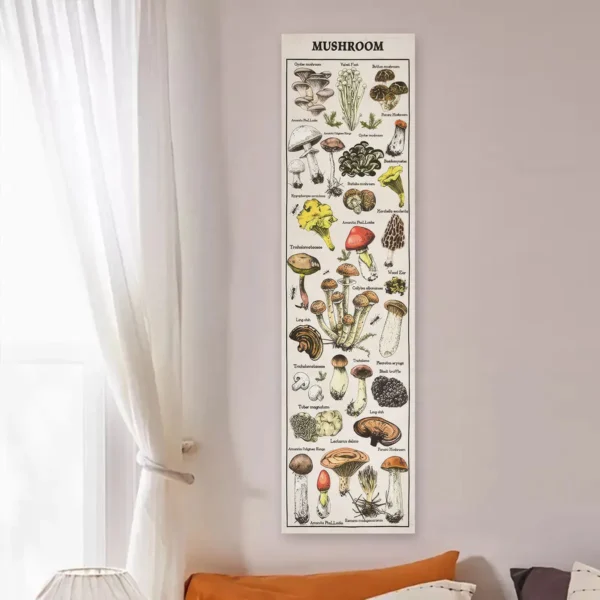 Floral & Plants Chart Vertical Tapestry Mushrooms Wall Hanging Reference llustrative Botanical Art Tapestry Flowers Home Decor - Image 5