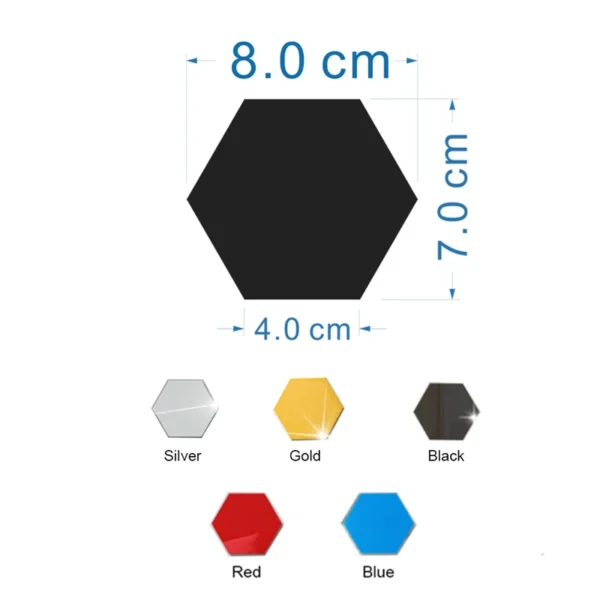 12/24Pcs 3D Hexagon Mirror Wall Stickers DIY Removable Self Adhesive Aesthetic Mosaic Tiles Decals Mirror Home Decoration - Image 2
