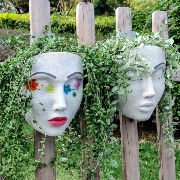 Creative Face Flower Pot Head Wall Planter Wall Mounted Planter Pot With Drainage Hole, Cute Plants Vase Garden Planter Pot