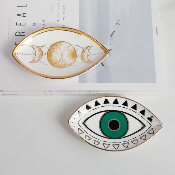 Trinket Dish Ring Dish Ceramic Evil Eye Trinket Plate Cute Decor Jewelry Tray  Gift Dish - Image 2