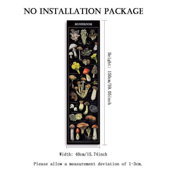 Floral & Plants Chart Vertical Tapestry Mushrooms Wall Hanging Reference llustrative Botanical Art Tapestry Flowers Home Decor - Image 9