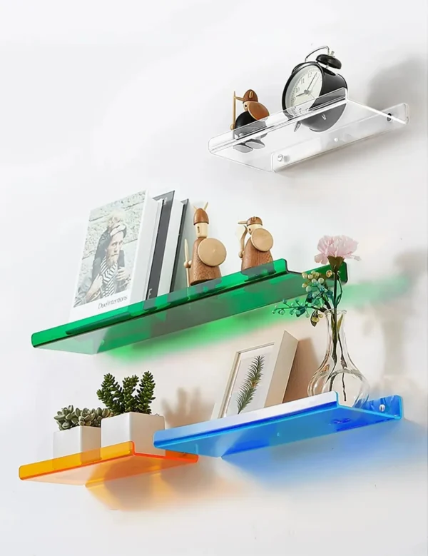Color Acrylic Wall Mounted Storage Rack Modern Bathroom Living Room Shelves Free Punching Wall Shelf Home Decorative Shelves - Image 2