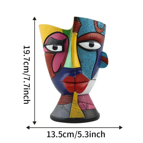 ABWZ-Outdoor Plant Planter Resin Flower Pots Abstract Face Design Decorative Plant Planter For Home Desk Garden Balcony - Image 5