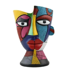 ABWZ-Outdoor Plant Planter Resin Flower Pots Abstract Face Design Decorative Plant Planter For Home Desk Garden Balcony