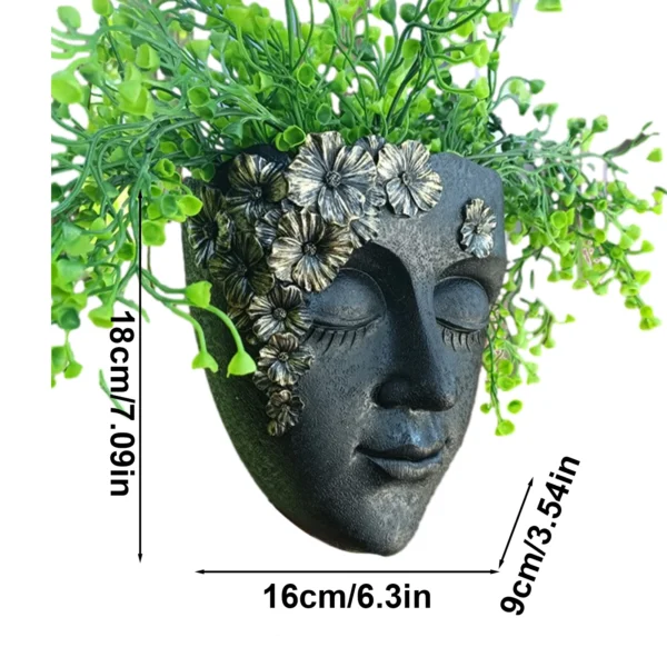 Creative Face Flower Pot Head Wall Planter Wall Mounted Planter Pot With Drainage Hole, Cute Plants Vase Garden Planter Pot - Image 9