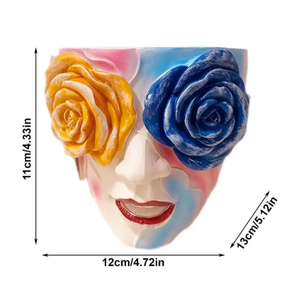 Face Planter Colorful Resin Abstract Face Planter Pots With Rose Eyes Quirky Succulent Planter For Indoor Outdoor Plants Flower - Image 6