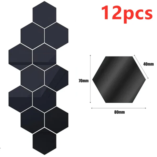 12/24Pcs 3D Hexagon Mirror Wall Stickers DIY Removable Self Adhesive Aesthetic Mosaic Tiles Decals Mirror Home Decoration - Image 11