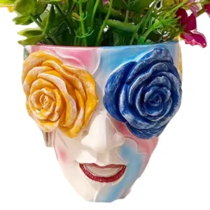 Face Planter Colorful Resin Abstract Face Planter Pots With Rose Eyes Quirky Succulent Planter For Indoor Outdoor Plants Flower