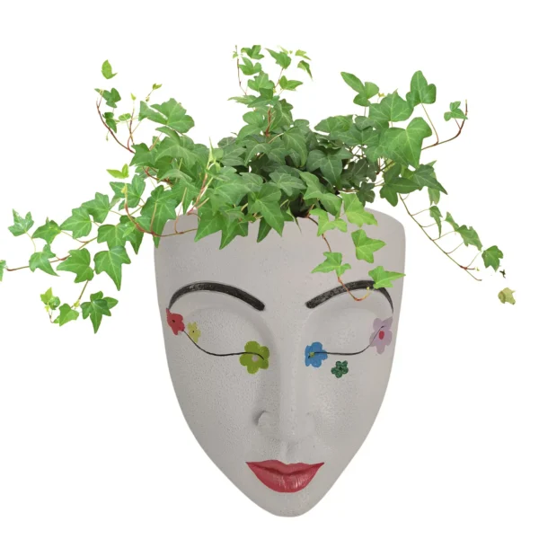 Creative Face Flower Pot Head Wall Planter Wall Mounted Planter Pot With Drainage Hole, Cute Plants Vase Garden Planter Pot - Image 3