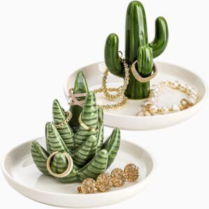 Aloe & Cactus Ring Ceramic Jewelry Organizer