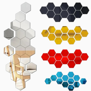 3D Hexagon Mosaic Mirror Wall Art Stickers