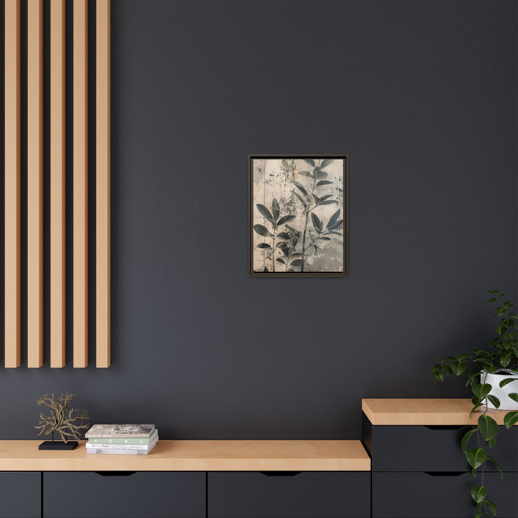 Framed Botanical Wall Art – Vintage Leaf Matte Canvas - Image 4