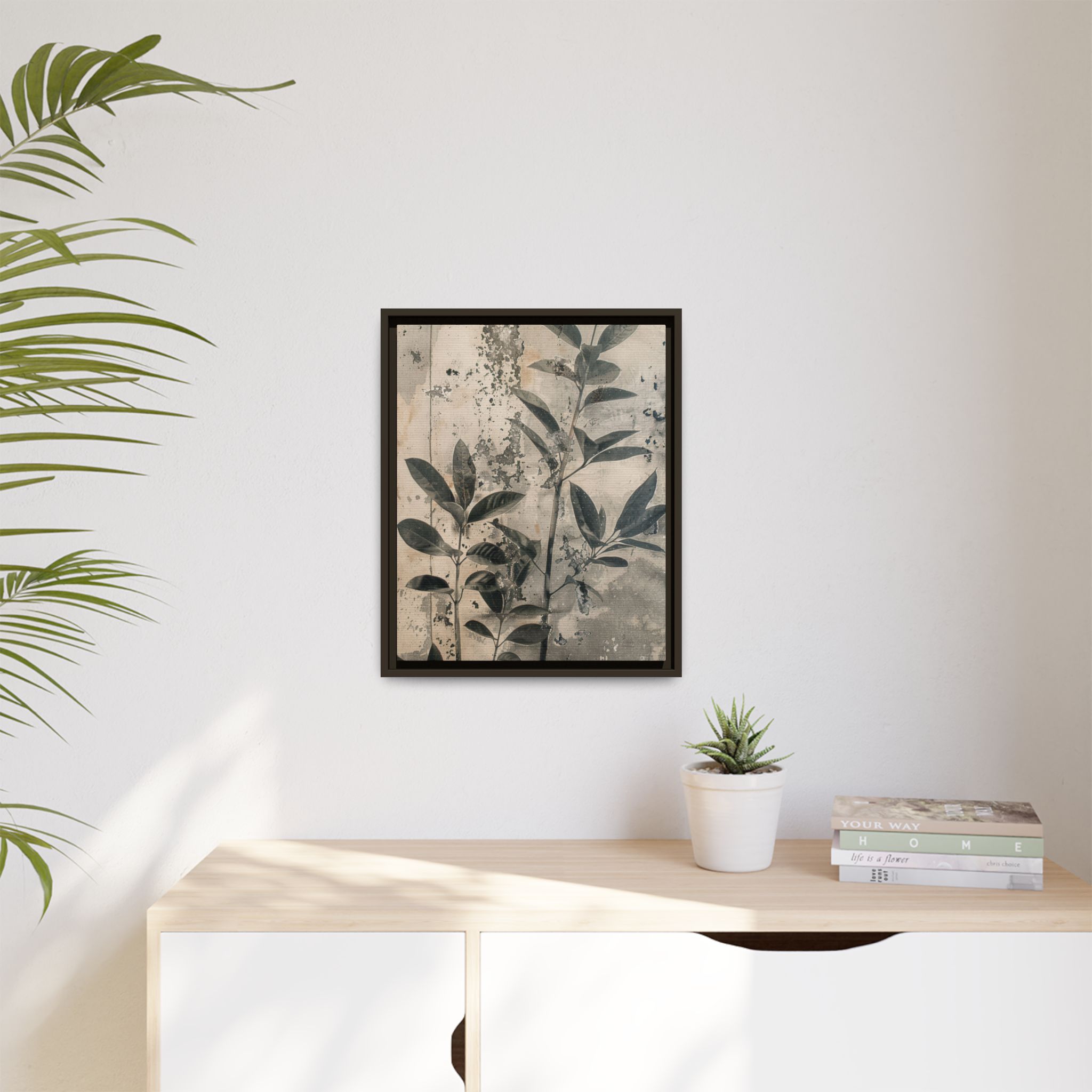 Framed Botanical Wall Art – Vintage Leaf Matte Canvas - Image 3