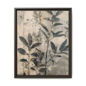Framed Botanical Wall Art – Vintage Leaf Matte Canvas