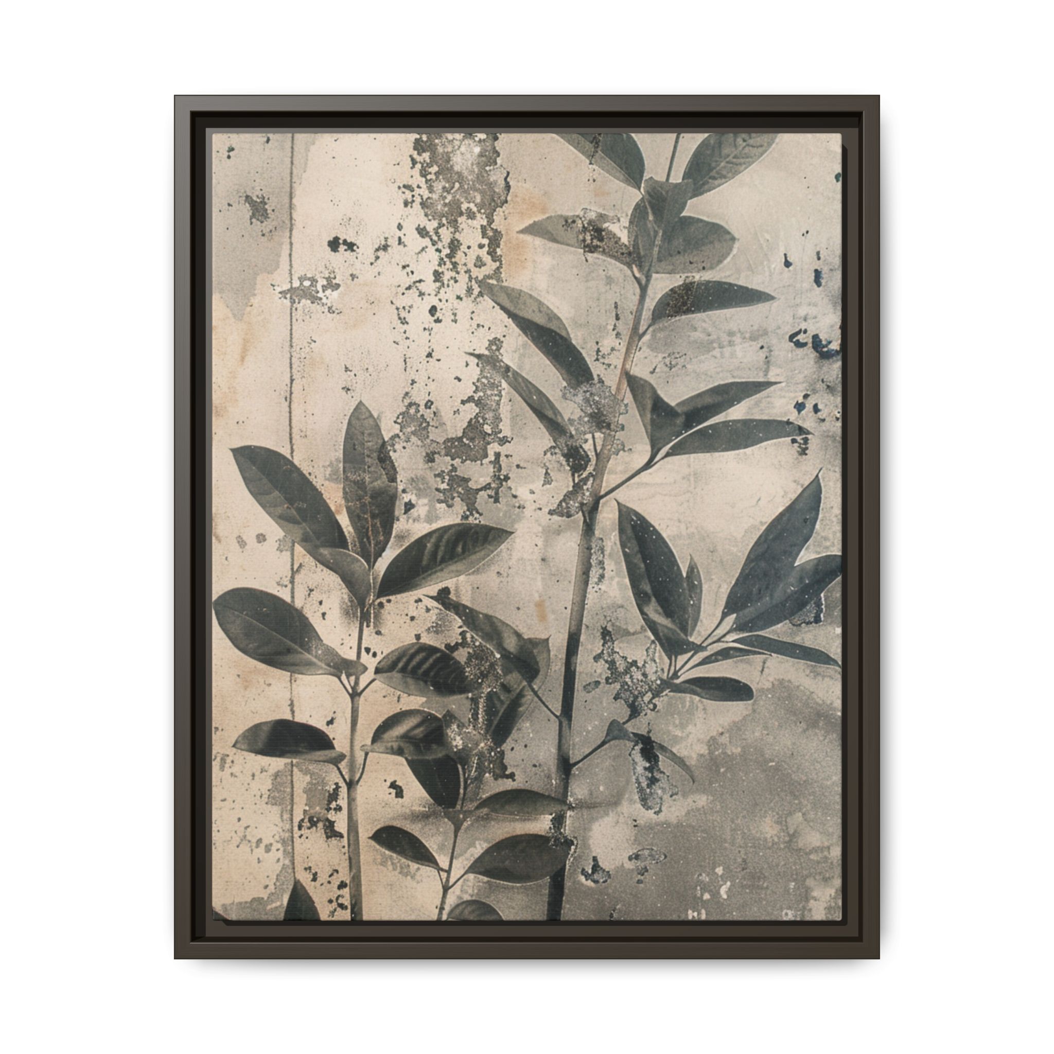 Framed Botanical Wall Art – Vintage Leaf Matte Canvas