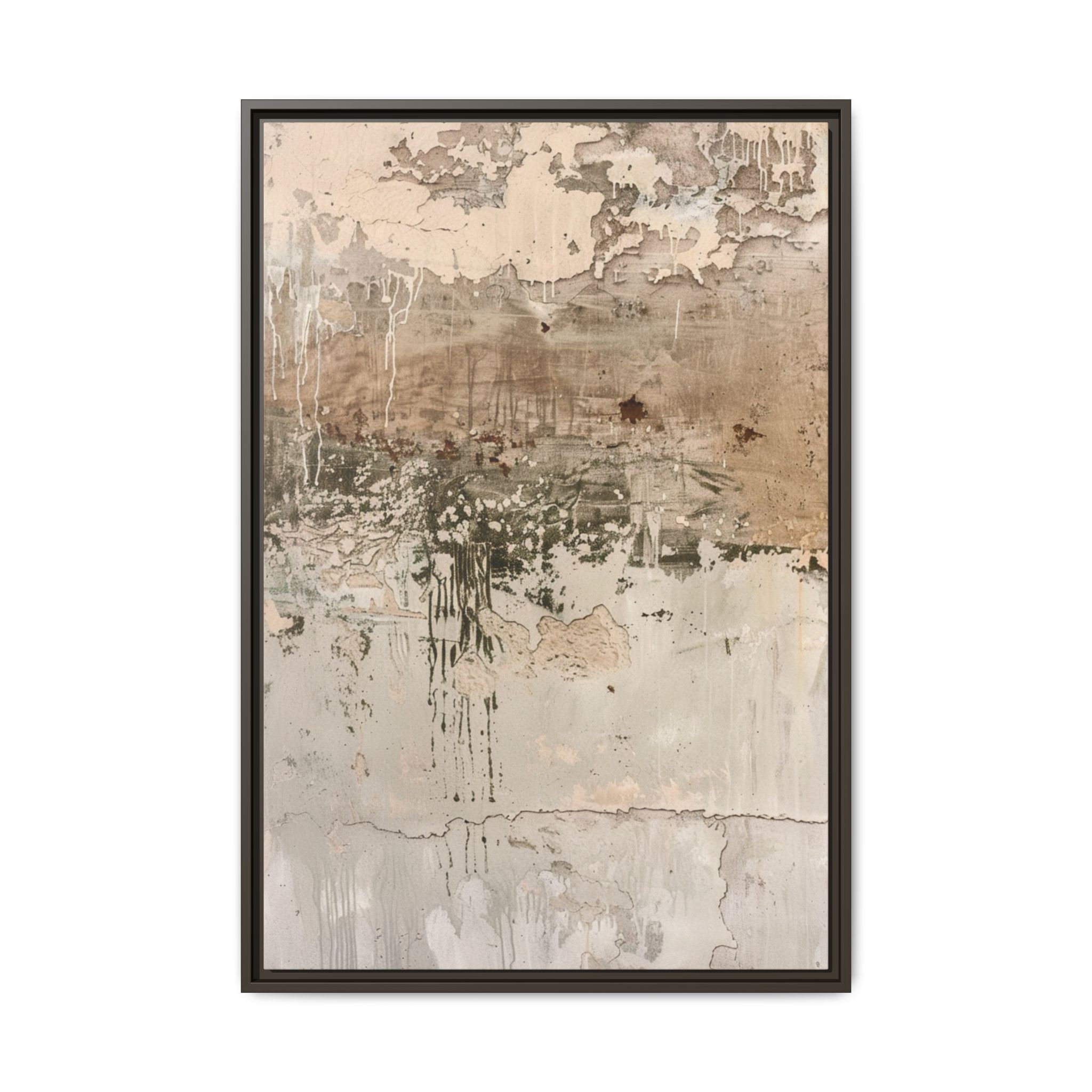 Textured Neutral Abstract Canvas | Espresso Framed Earth Tone Wall Art - Image 41