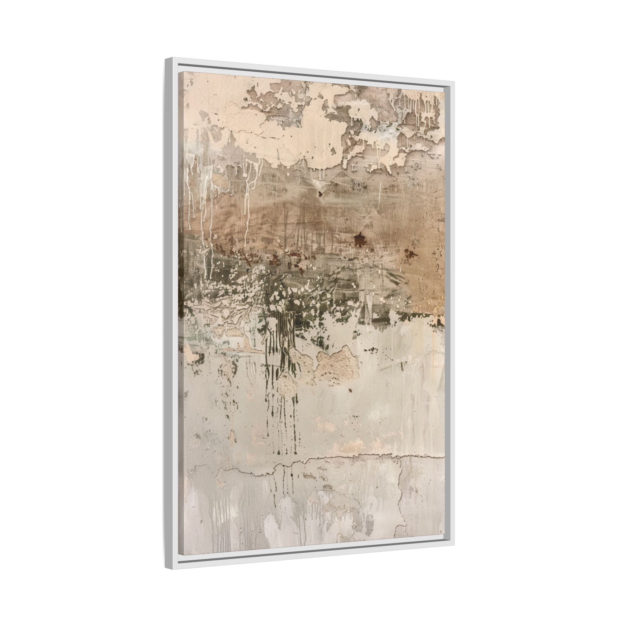 Textured Neutral Abstract Canvas | Espresso Framed Earth Tone Wall Art - Image 46