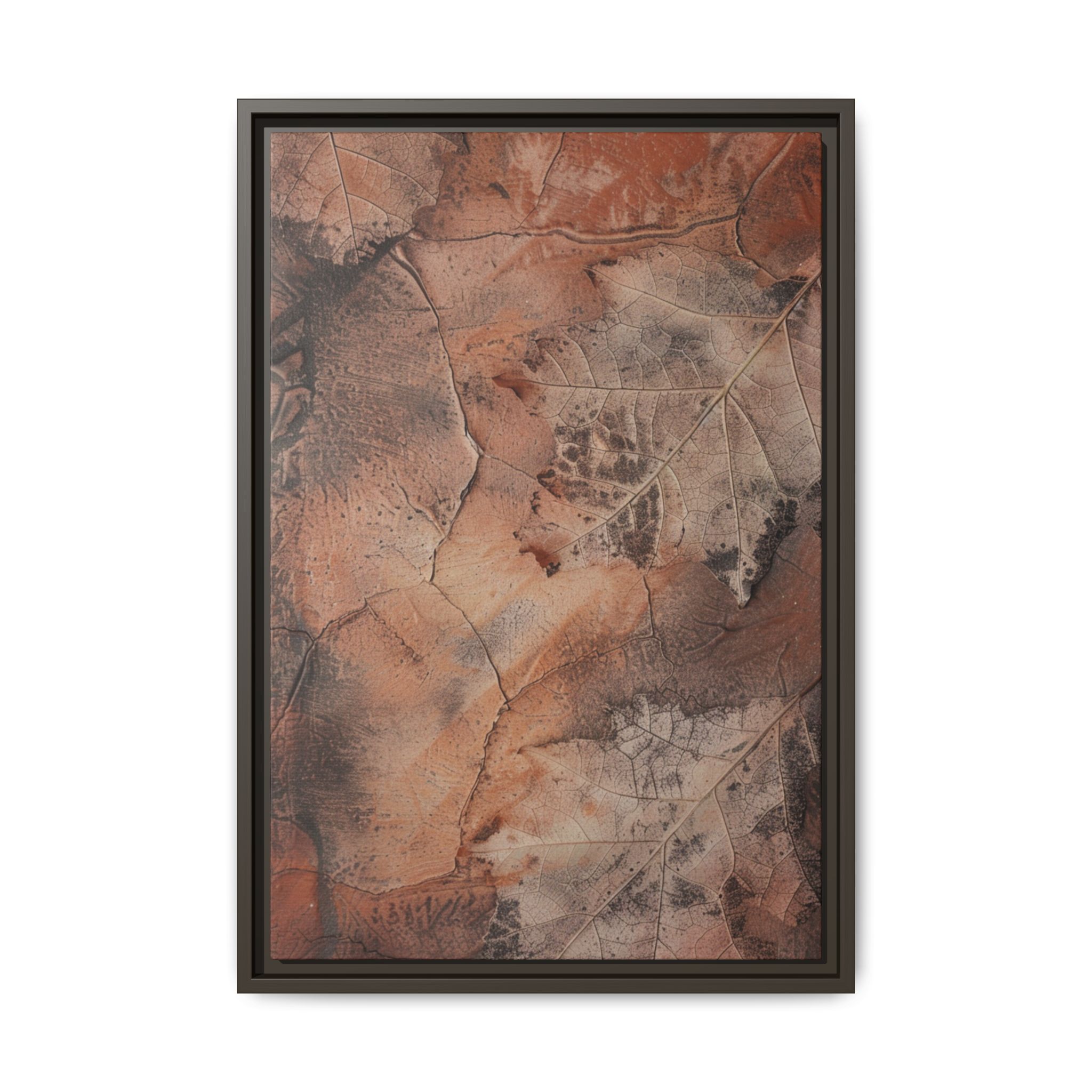 Terracotta Leaf Abstract Canvas | Espresso Framed Earth Tone Wall Art - Image 4